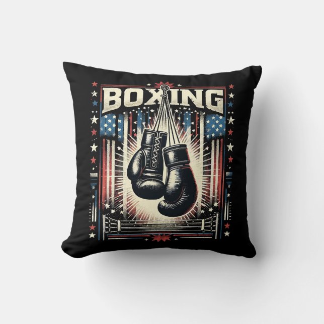 American Flag Boxing Distressed - Boxer Vintage Bo Cushion (Front)
