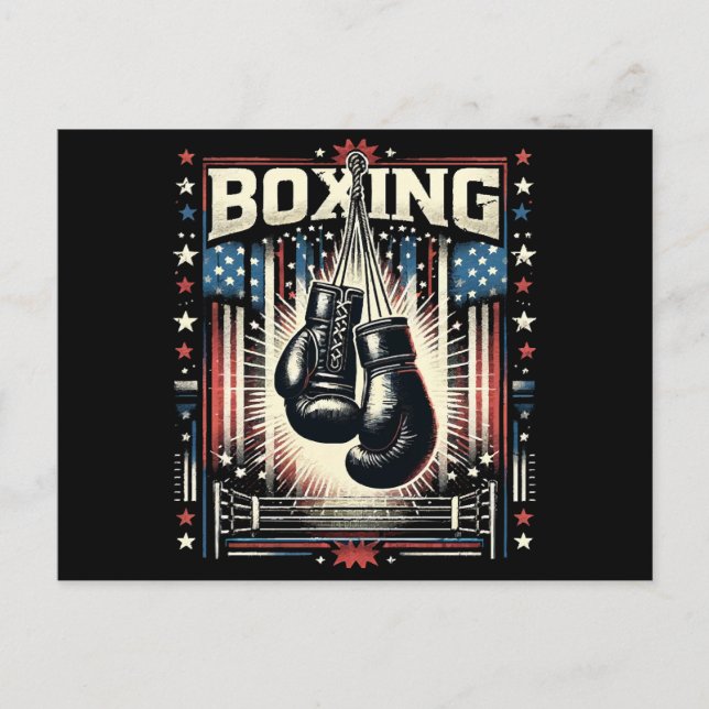 American Flag Boxing Distressed - Boxer Vintage Bo Postcard (Front)