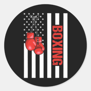 American Flag Boxing Patriotic Boxing 1 Classic Round Sticker