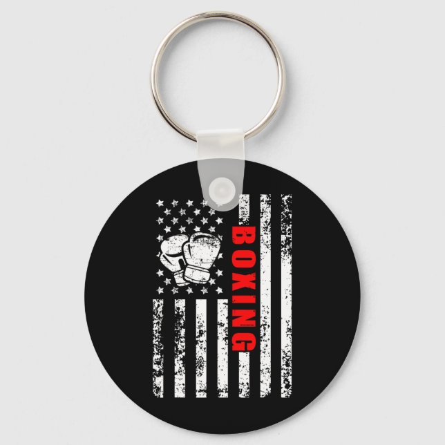 American Flag Boxing Patriotic Boxing  Key Ring (Front)