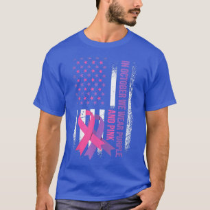 American Flag Breast Cancer and Domestic Violence T-Shirt