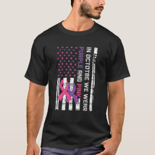 American Flag Breast Cancer And Domestic Violence T-Shirt