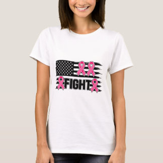 American Flag Breast Cancer Awareness Fight Pink  T-Shirt