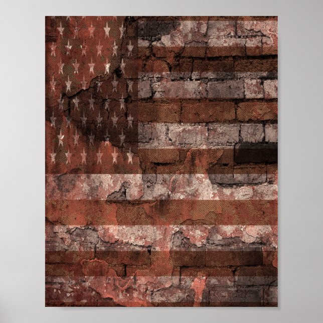 American Flag Brick Wall Poster (Front)