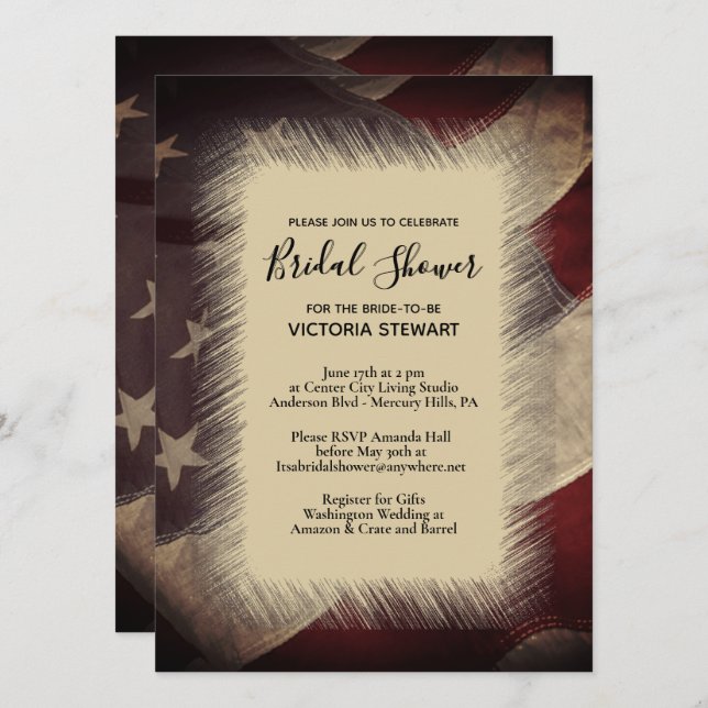 American Flag Bridal Shower Invitation (Front/Back)