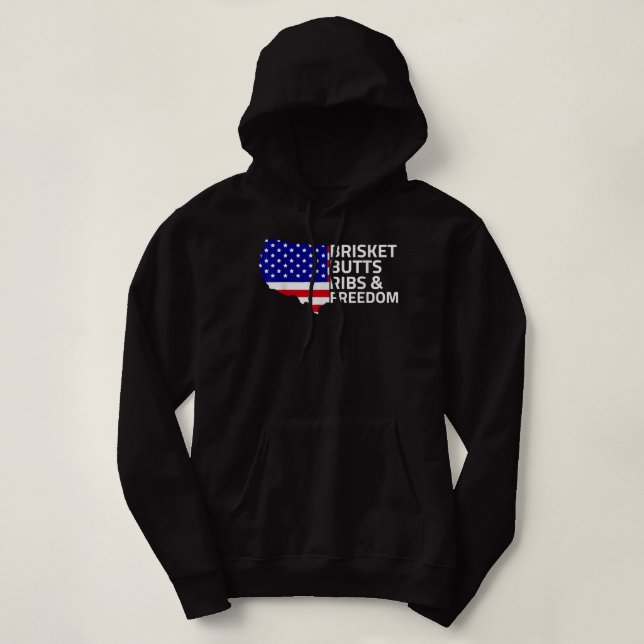American flag Brisket Butts Ribs and Freedom BBQ Hoodie (Design Front)