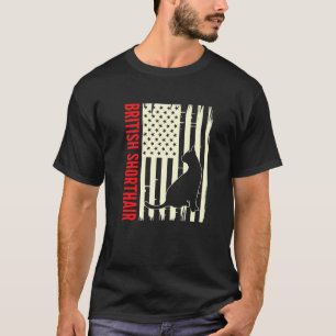 American Flag British Shorthair Cat Kitten Cat T-Shirt