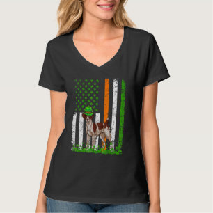 American Flag Brittany Spaniel Dog Lovers St Patri T-Shirt