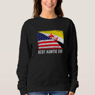 American Flag & Brunei Flag Best Auntie Ever Famil Sweatshirt