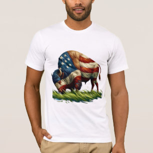 American Flag Buffalo Bison T-Shirt