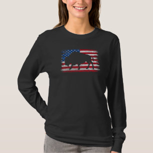 American Flag Buffalo Patriotic Retro Vintage Biso T-Shirt
