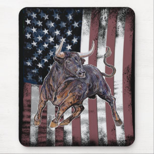 American Flag Bull  Mouse Pad