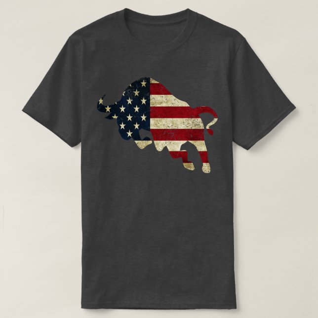 American Flag Bull T-Shirt (Design Front)