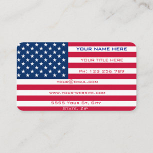 American Flag Business Card USA Personalised