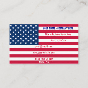 American Flag Business Card USA Professional