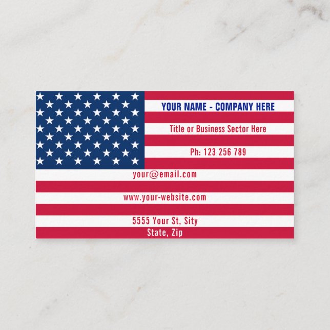 American Flag Business Card USA Professional (Back)