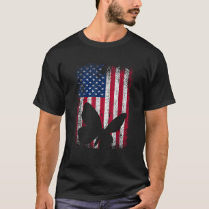 American Flag Butterfly Animals Vintage 4th Of Jul T-Shirt