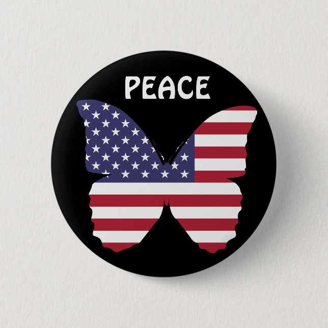 american flag butterfly button (Front)