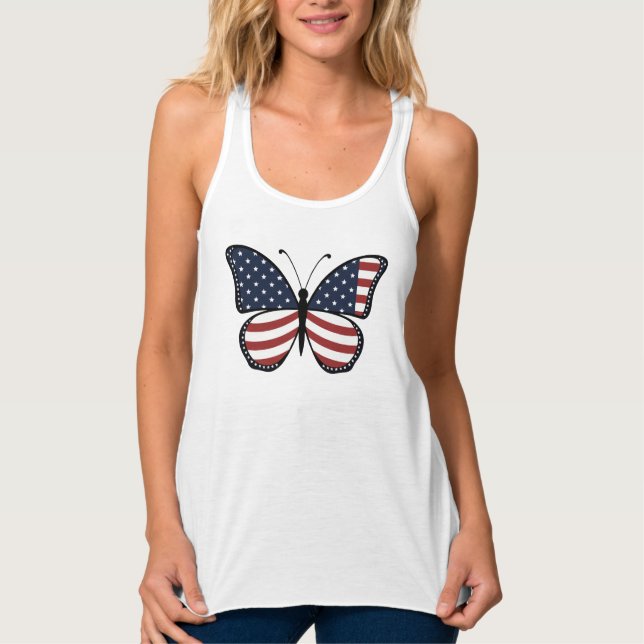 American Flag Butterfly Design-62615 Singlet (Front)