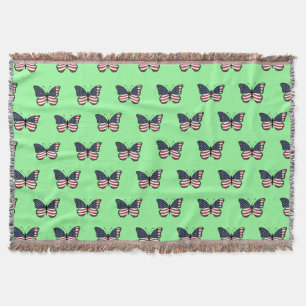 American Flag Butterfly Design-62615 Throw Blanket