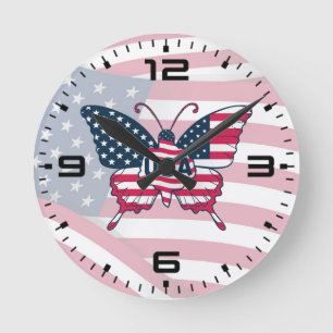 American Flag Butterfly Design-62616 Clock