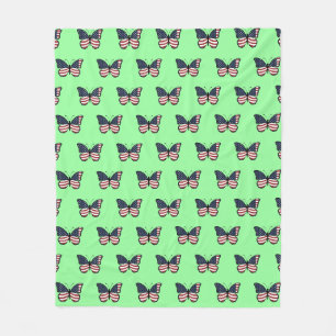 American Flag Butterfly Design Fleece Blanket