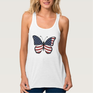 American Flag Butterfly Design Singlet