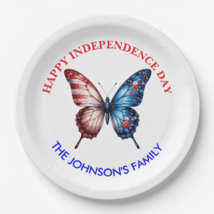 American Flag Butterfly Paper Plate