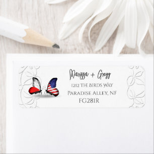 American Flag Butterfly Red White