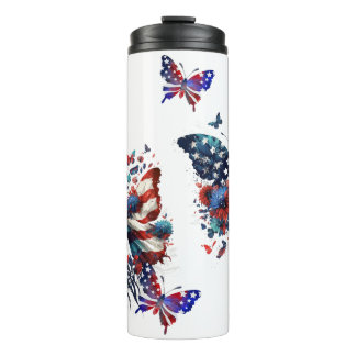 American Flag Butterfly Thermal Tumbler