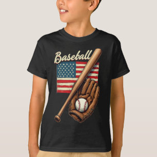 American Flag Bysebyll Player Byt Fan Catcher Pitc T-Shirt