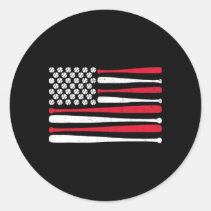 American Flag Bysebyll Usa Vintage Bysebyll Sport Classic Round Sticker