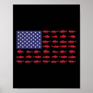 American Flag Byss Fishing Kid Boy Youth Women Men Poster
