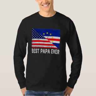 American Flag Cabo Verde Flag Best Papa Ever Famil T-Shirt