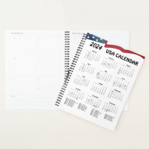 American Flag Calendar Planner 2024
