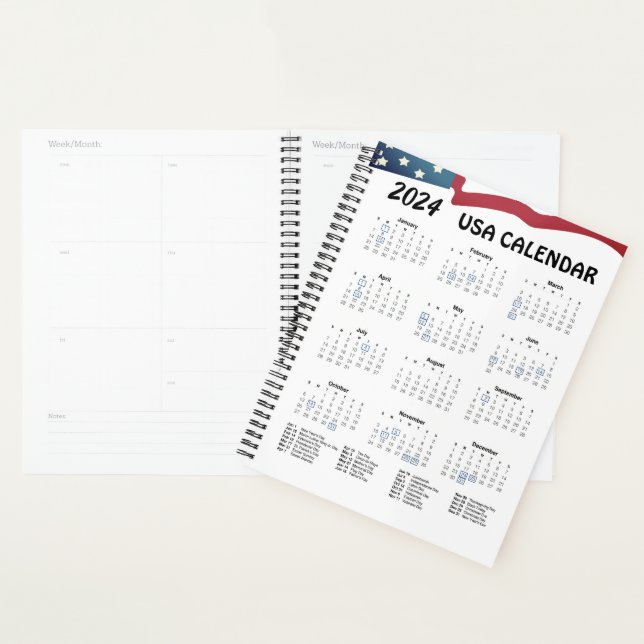 American Flag Calendar Planner 2024 (Display)