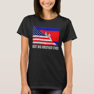 American Flag Cambodia Flag Best Big Brother Ever T-Shirt