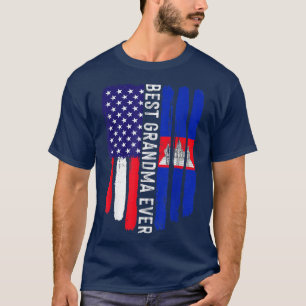 American Flag & Cambodia Flag Best Grandma Ever Fa T-Shirt