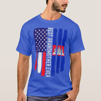 American Flag & Cambodia Flag Best Grandmother Eve T-Shirt