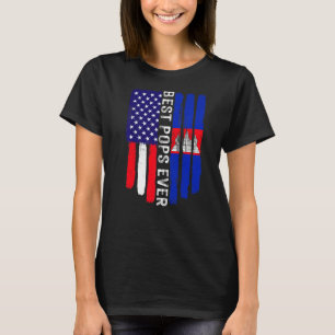 American Flag & Cambodia Flag Best Pops Ever Famil T-Shirt