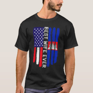 American Flag & Cambodia Flag Best Wife Ever Famil T-Shirt