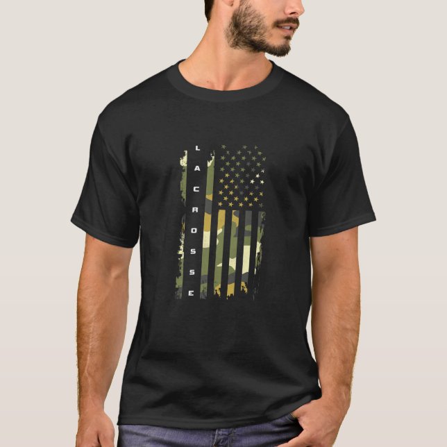 American Flag Camouflage Lacrosse T-Shirt (Front)