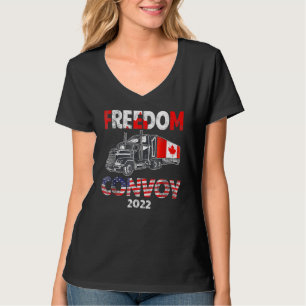 American Flag Canada Flag Freedom Convoy 2022 TRUC T-Shirt