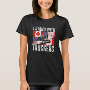American Flag Canada Flag Truckers Freedom Convoy T-Shirt