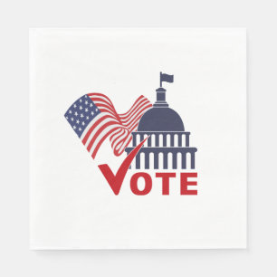 American Flag, Capital Vote Check Mark Napkin