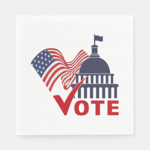 American Flag, Capital Vote Check Mark Napkin