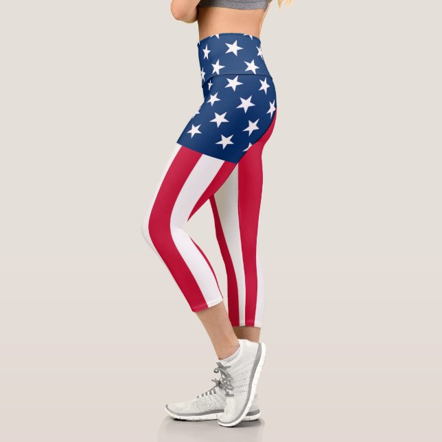 American Flag Capri Leggings - USA (Left)
