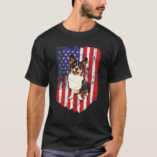 American Flag Cardigan Welsh Corgi 4th Of July Usa T-Shirt
