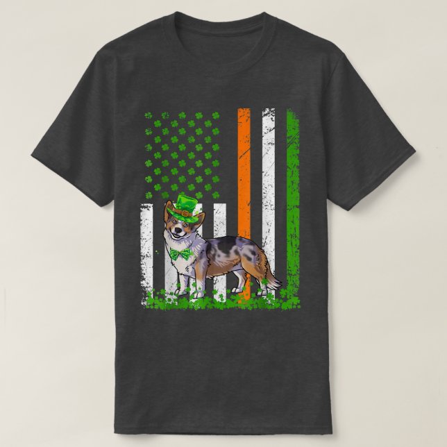 American Flag Cardigan Welsh Corgi Dog Lovers St P T-Shirt (Design Front)