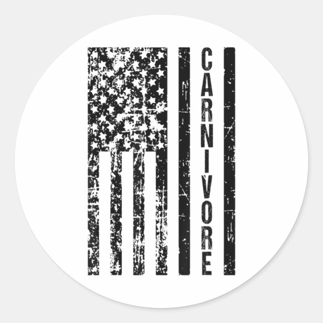 American Flag Carnivore Meat Eater Classic Round Sticker (Front)